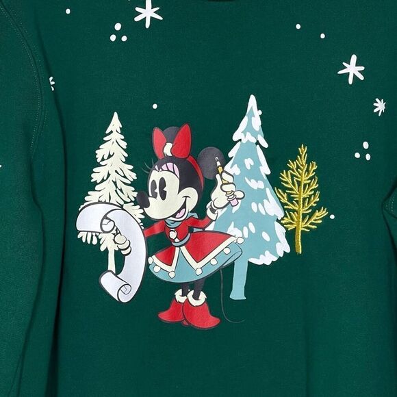 Disney Minnie Mouse Holiday Sweatshirt Green Pullover Puff Sleeves Women’s Sz 1X - Picture 5 of 13